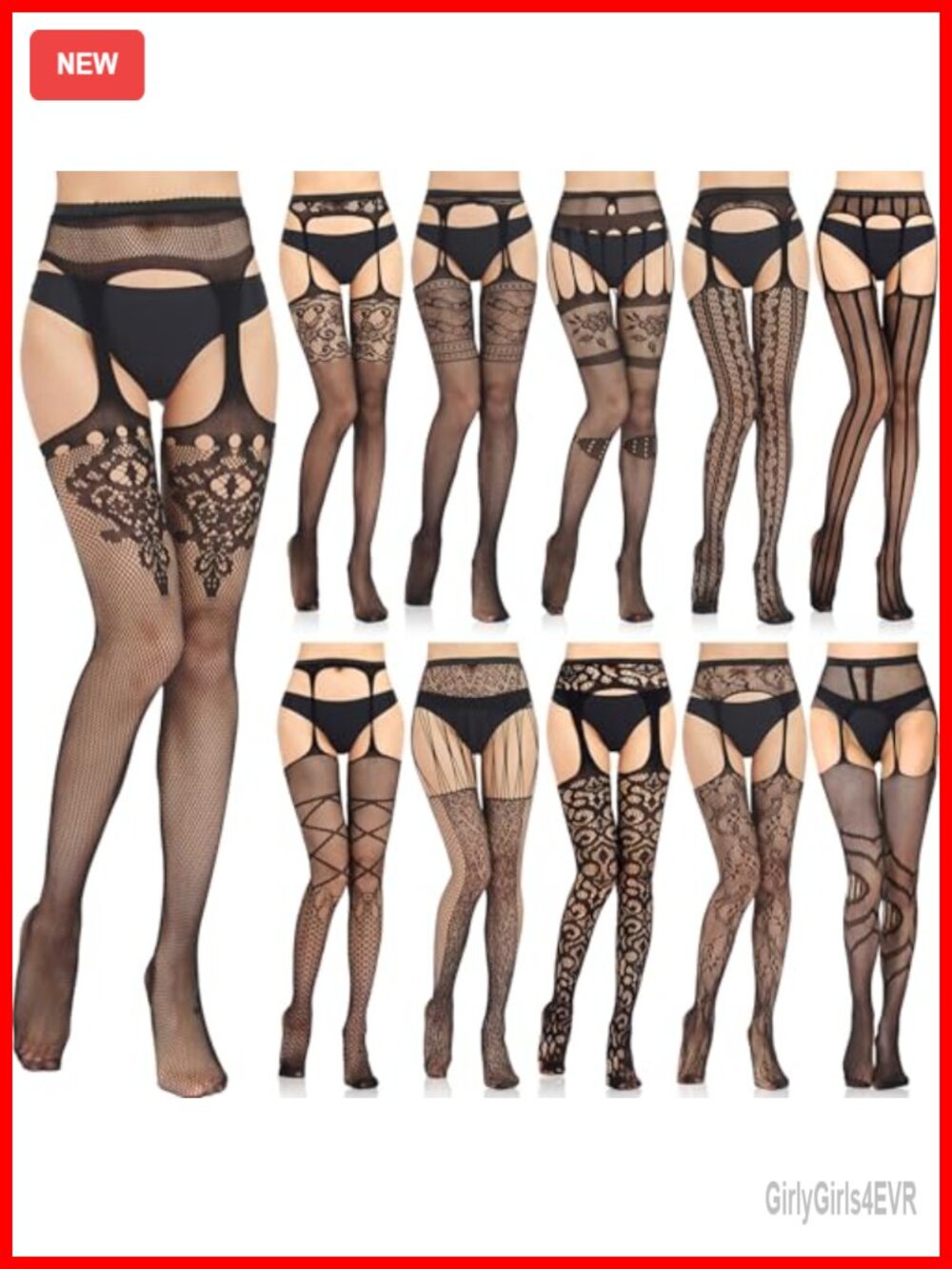 11 Pairs Fishnet Tights Nylon Spandex Thigh High Stockings for Cosplay Party